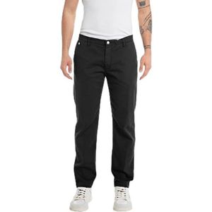 Replay Heren Regular fit Chino Jeans Benni X-Lite Plus collectie, 099, blackboard, 34W / 30L