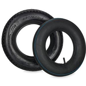 Relaxdays kruiwagenband met binnenband, 4.00-8, reserveband met profiel, luchtband met ventiel, tot 150 kg, zwart