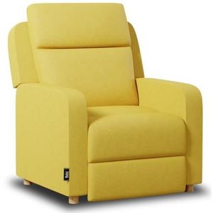 Nalui - Relaxstoel One Fabric (77 x 87 x 95 cm) met handmatige push-opening en versterkte structuur. Fauteuil voor de woonkamer, bekleed met stof met een helling van 160 graden, mosterdkleurig