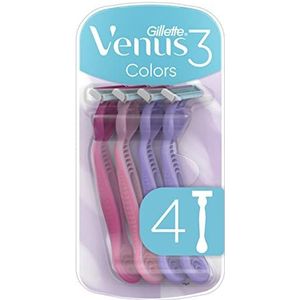 Gillette Venus 3 wegwerpscheerapparaten voor vrouwen met 3 messen en vochtstrips, 4 stuks