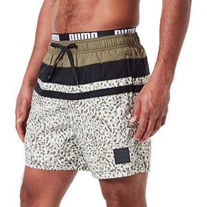PUMA Heritage Stripe Mid Shorts Boardshorts voor heren, Moss Green Combo, XS