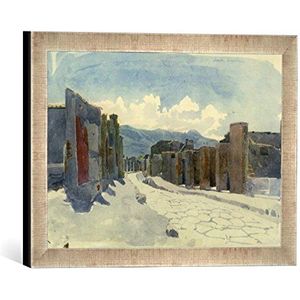 Ingelijste foto van Karl plaatstaal ""Pompejaanse straat"", kunstdruk in hoogwaardige handgemaakte fotolijst, 40x30 cm, zilver raya