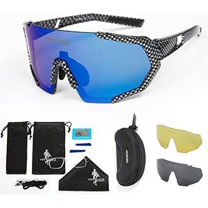 FREE SOLDIER Gepolariseerde sportzonnebril met 3 verwisselbare glazen, voor heren en dames, fietsbril, UV400, lichte racefietsbril bij het paardrijden, wandelen, zeilen, vissen, autorijden, golf,