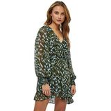 Minus - Korte Wikkeljurk - Groen - 3797p Ivy Green Print