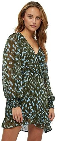 Minus - Korte Wikkeljurk - Groen - 3797p Ivy Green Print