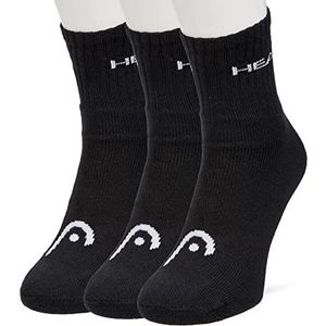 HEAD Unisex Performance Short Crew Socks, 3-pack, zwart, 43-46 EU