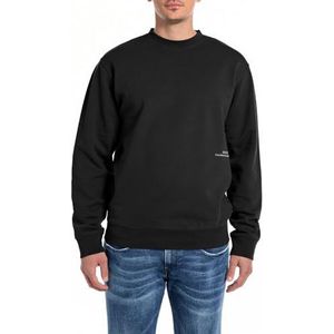 Replay Heren sweatshirt regular fit met ronde hals, 098 Black, L