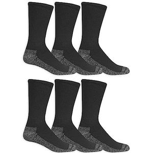 Fruit of the Loom Set van 6 herensokken, duurzaam, gevoerd, zwart, 6-12, Zwart, 6-12