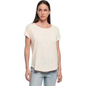 Build your Brand Dames Long Slub Tee T-shirt met korte mouwen voor dames van katoen in vele kleuren verkrijgbaar, maten XS-5XL, witzand., XS