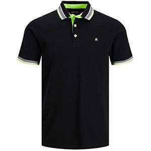 JACK & JONES Jjepaulos Polo Ss Noos, Heren T-Shirt, Zwart (Black Detail: Neon), L, zwart (Black Detail: neon), L