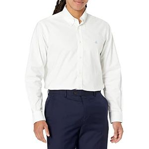 Brooks Brothers Heren Non-Iron Stretch Oxford Sport Shirt Lange Mouw Solid, Wit, Medium, Wit, M