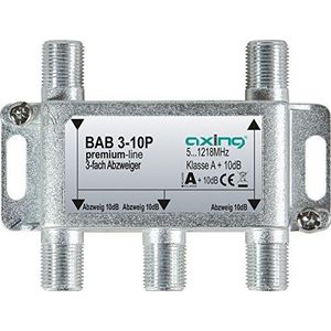 Axing BAB 3-10P 3-voudige aftakking 10dB kabeltelevisie CATV Multimedia DVB-T2 Klasse A+, 10dB, 5-1218 MHz metaal