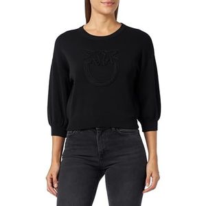 Pinko Erebia geschoren T-shirt met lange mouwen, zonder kraag voor dames, Z99_nero Limousine, S