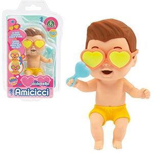 Cicciobello Amicci Beach Elvis heeft een bril met glazen die van kleur veranderen wanneer ze aan de zon worden blootgesteld, geel kostuum en lolly, voor kinderen vanaf 3 jaar; Cc040500; Giochi