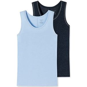 Schiesser Meisjes 2-pack onderhemd tops ondergoed, blauw mix, 176, blauw-mix, 176 cm