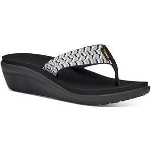 Teva Dames W Voya Wedge Flipflop, Laksporen zwart wit, 41 EU