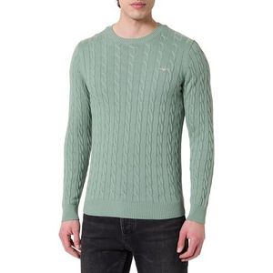 GANT Cotton Cable C-neck Pullover trui heren, Kalamata Green, 4XL