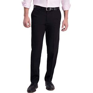 Haggar Men's Iron Free Khaki Straight Fit Flat Flex Waistband Casual Pant, Black, 33 x 32