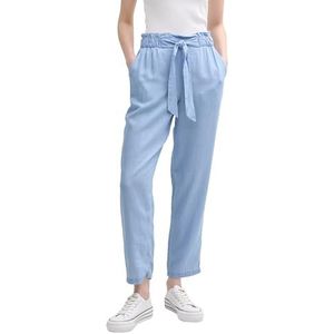 Tom Tailor Denim - Tapered Paperbagbroek - Effen - Lyocell - High Rise - Enkel