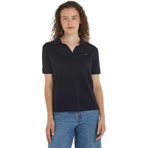 Tommy Hilfiger Dames RLX Open Placket Lyocell Polo Ss S/S polo's, blauw, XS, woestijn hemel, XS