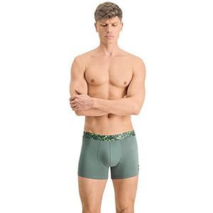 PUMA Heren Heren Bedrukte Elastische Boxer Shorts, Green Combo, XL