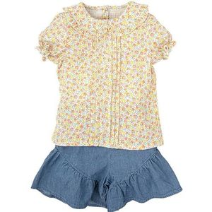 BABIDU Meisjesset met bedrukte blouse en ruches, uniek, 24 maanden, uniseks baby, Uniek, 24 Maanden