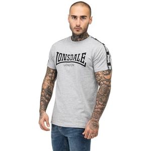 Lonsdale VEMENTRY T-shirt voor heren, normale pasvorm, Marl Grey/Black/White, M, 117531