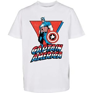 Mister Tee Kinder-T-shirt Marvel Captain America Kids Tee, T-shirt met print op de voorkant, regular fit, maten 110/116, wit, 158