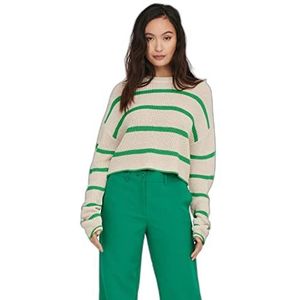 Only Onlmalvi L/S Cropped Pullover Knt gebreide trui dames,Pompsteen/stripes: groen Bee,S