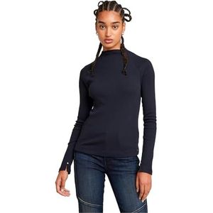 G-Star RAW Slim Rib Mock t Long Sleeve, blauw (Osaka Blue D26411-5268-3873), XS