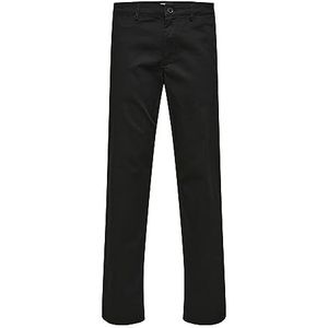 SELETED HOMME Heren SLHSTRAIGHT-New Miles 196 Flex Pants W N Chino, zwart, 33/32, zwart, 33W / 32L