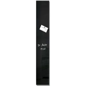 SIGEL GL100 kleine premium glazen magneetbord 12 x 78 cm zwart hoogglanzend, TÜV-getest, eenvoudige montage, magneetstrip Artverum