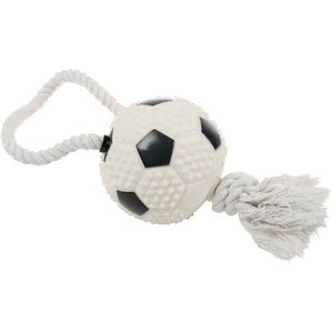 Zolux Ball voetbal + touw ca. 11 cm voor middelgrote en grote honden