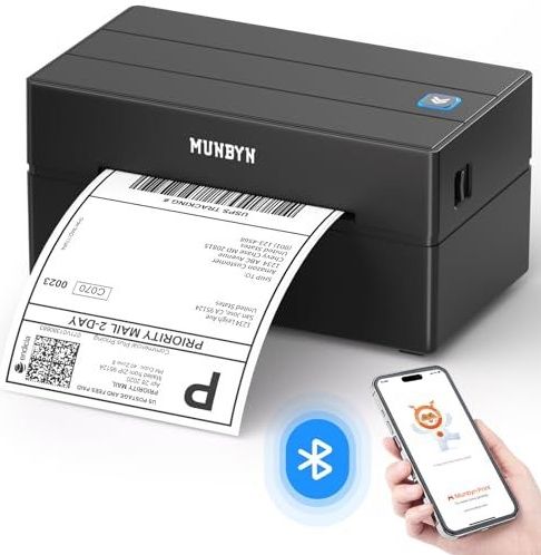 MUNBYN - Labelprinter - Zwart - Thermische Labelprinter - Bluetooth 4x6