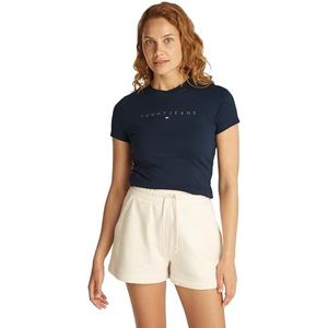 Tommy Jeans - Curve T-shirt - Dark Night Navy - TJW SLIM TONAL LINEAR TEE EXT - Korte Mouwen
