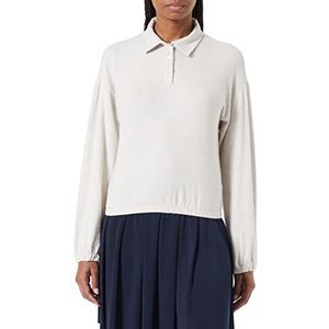 TOM TAILOR Denim Dames Shirt met lange mouwen en polokraag 1032843, 30224 - Cloud Grey Melange, XL