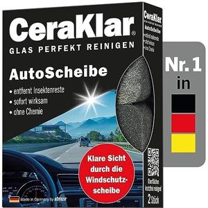 abrazo CeraClear Autoruitenreiniger, 2 glasreinigers, krasvrij, ruitenreiniger auto voor snelle reiniging, autospons buiten