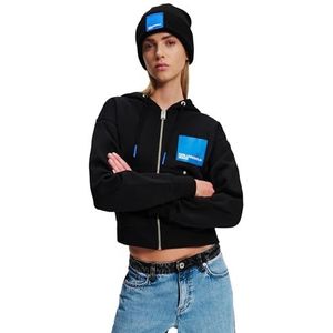 Karl Lagerfeld Jeans, Dames, Box Logo Zip Up Hoodie, Regular Fit, Zwart, M