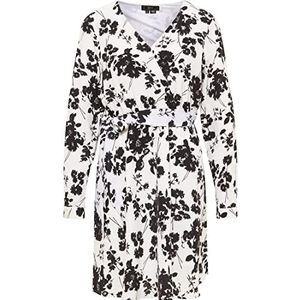 faina Midi-jurk voor dames met bloemenprint, wit, zwart, XS