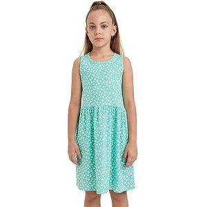 DeFacto Meisjesjurk - modieuze jurk voor stijlbewuste meisjes, groen, 5-6 Jaren