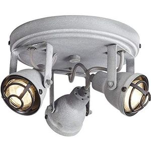 BRILLIANT lamp Bente LED spot rondelle 3 flg grijs beton | 3x LED-PAR51, GU10, 5W LED reflectorlampen inbegrepen, (380lm, 3000K) | Schaal A ++ tot E | Hoofden draaien