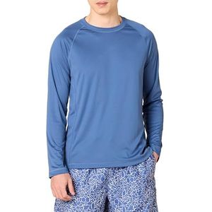 Amazon Essentials Men's Sneldrogend zwemshirt met lange mouwen (UPF 50), Blauw, L
