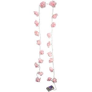 Flair Flower LED rozenketting met 20 bloemen, kunststof, roze, 250 x 4 x 4 cm
