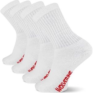 Wolverine Socks White Work Socks 4 Pack W91102670 100 Cotton Crew
