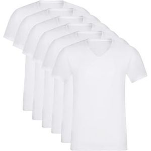 DIM EcoDim T-shirt voor heren, comfort en kwaliteit, met korte mouwen en V-hals, voor heren, 6 stuks, Wit, XXL