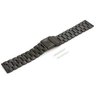 Systeem-S roestvrijstalen armband vervanging polsband 17,5 cm voor LG G Watch W100 G R W110 W150 Urbane, zwart