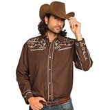 Boland - Westernhemd voor heren, bruin met borduursel, cowboy, Wilde Westen, kostuum, carnaval, themafeest
