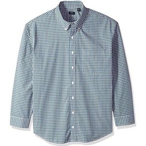 Arrow 1851 Men's Big Hamilton Poplins Long Sleeve Button Down Plaid Shirt, Storm Blue, X-Large Tall