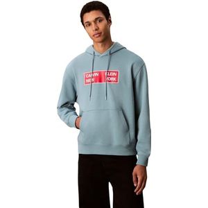 Calvin Klein Jeans Heren LS EU 350TERRY CKNY BOX GRAPHIC LV04RD259G sweatshirts, groen (rookblauw), XS, Groen (Smoke Blue), XS