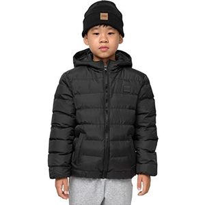 Urban Classics Boys Basic Bubble Jacket, winterjas voor jongens, met capuchon, verkrijgbaar in 2 kleuren, maten 110/116-158/164, zwart/zwart/zwart, 134/140 cm